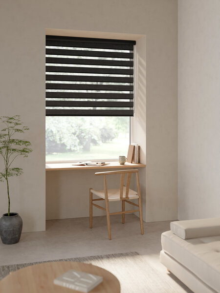 Rolgordijn duo ALSTEN 220x180 zwart met cassette