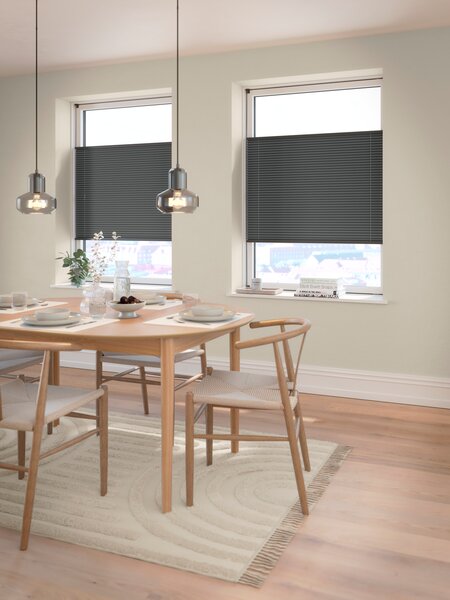 Plisségardin mørklægning HVEN 140x130cm grå up/down