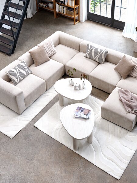 Kanepe modülü SKEJBY açık sol köşe bej kumaş