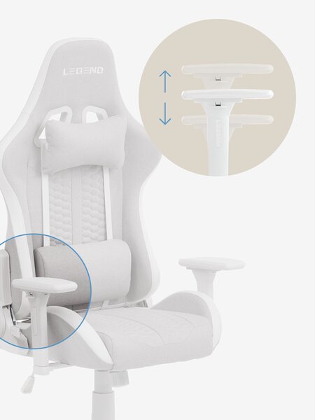 Gamingstuhl NIBE Stoff weiss/beige