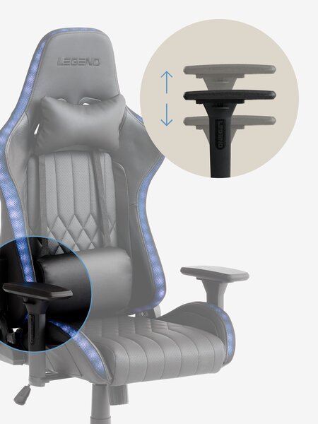 Herní židle RANUM s LED černá koženka/černá