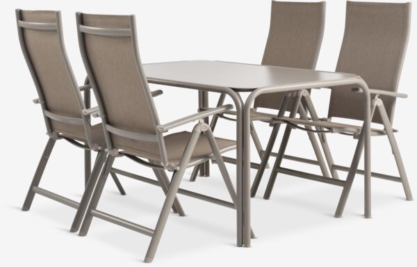 RAUMA L140 table + 4 HURDAL chaises sable foncé