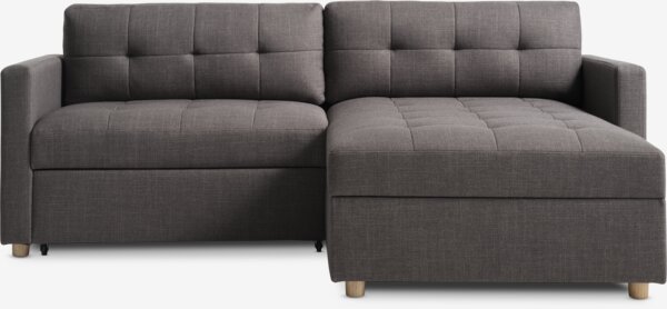 Sofa bed chaise longue TEGLHUSE grey fabric
