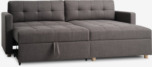 Sofa bed chaise longue TEGLHUSE grey fabric