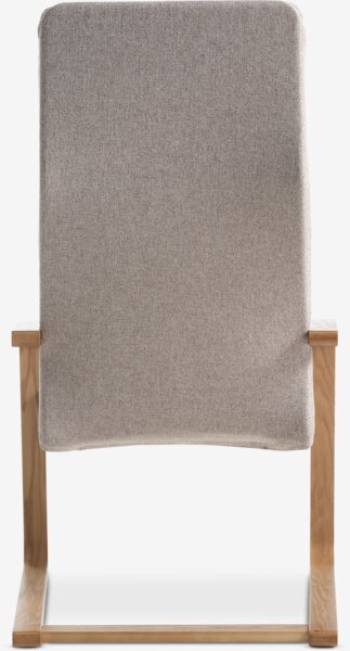 Lenestol KUNDBY beige stoff/natur eikefarget finér