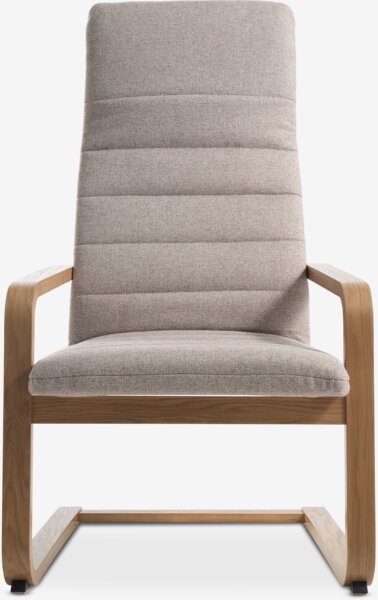 Lenestol KUNDBY beige stoff/natur eikefarget finér