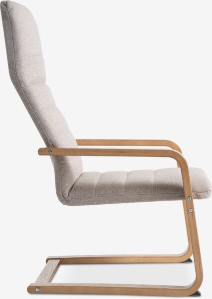 Lenestol KUNDBY beige stoff/natur eikefarget finér