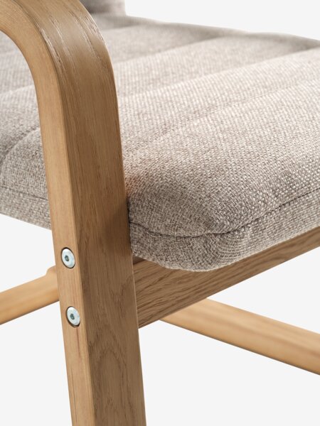 Lenestol KUNDBY beige stoff/natur eikefarget finér