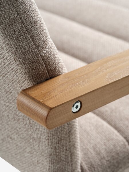 Lenestol KUNDBY beige stoff/natur eikefarget finér