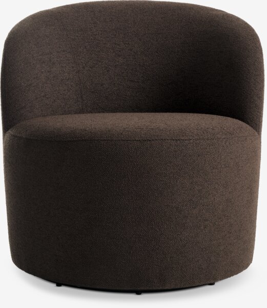 Lounge chair ANDRUP swivel dark brown fabric