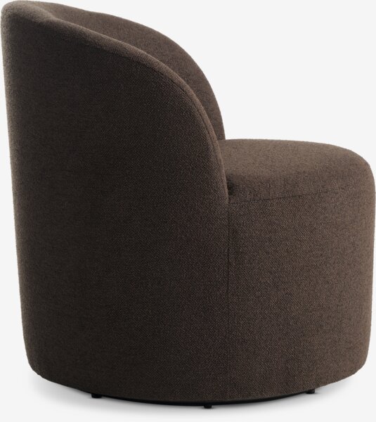 Lounge chair ANDRUP swivel dark brown fabric