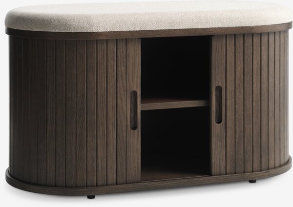 Bench LYNGVIG tambour doors beige/dark oak