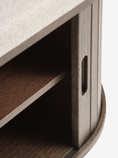 Bench LYNGVIG tambour doors beige/dark oak