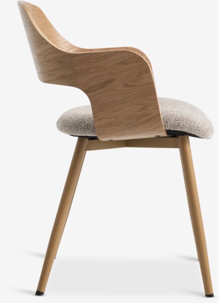 Spisestol HVIDING beige stoff/natur eikefarget