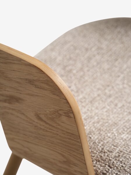 Spisestol HVIDING beige stoff/natur eikefarget