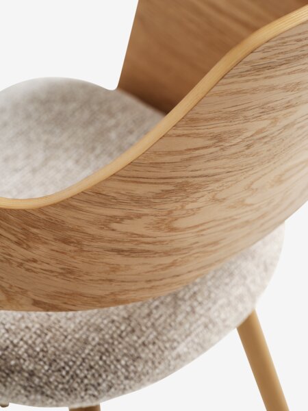 Spisestol HVIDING beige stoff/natur eikefarget