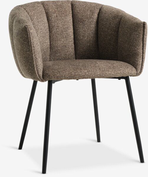Dining chair PEJRUP brown fabric/black