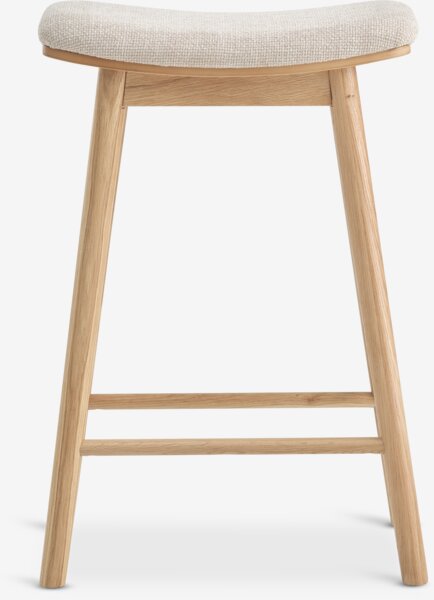 Bar stool SALSMOSE beige fabric/natural oak