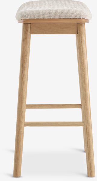 Bar stool SALSMOSE beige fabric/natural oak