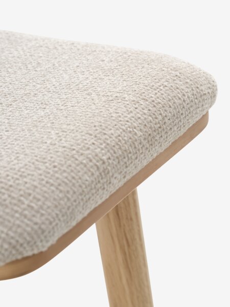 Bar stool SALSMOSE beige fabric/natural oak