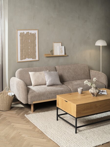 Sofa bed BALKA 3 seater sand fabric