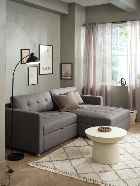 Sofa bed chaise longue TEGLHUSE grey fabric