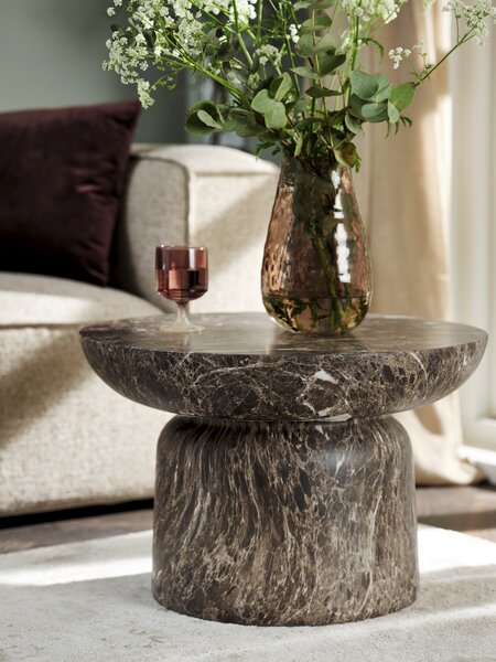 Sofabord LYDUM Ø60 brun marmor-look fibersement