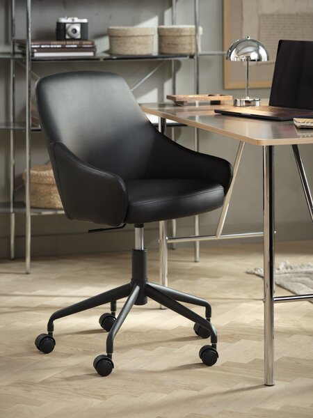 Desk chair ROSTRUP black faux leather