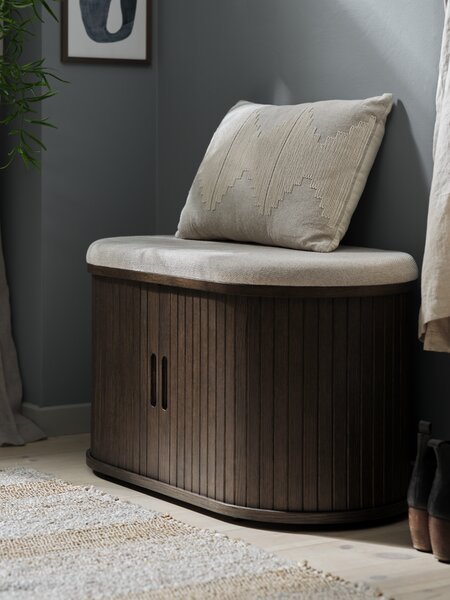 Bench LYNGVIG tambour doors beige/dark oak