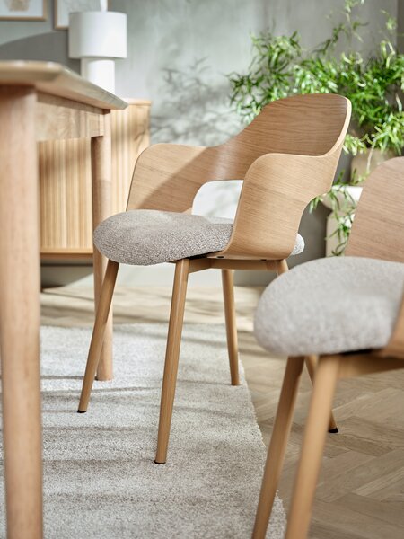 Spisestol HVIDING beige stoff/natur eikefarget