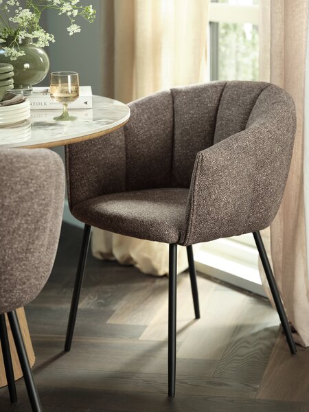 Dining chair PEJRUP brown fabric/black