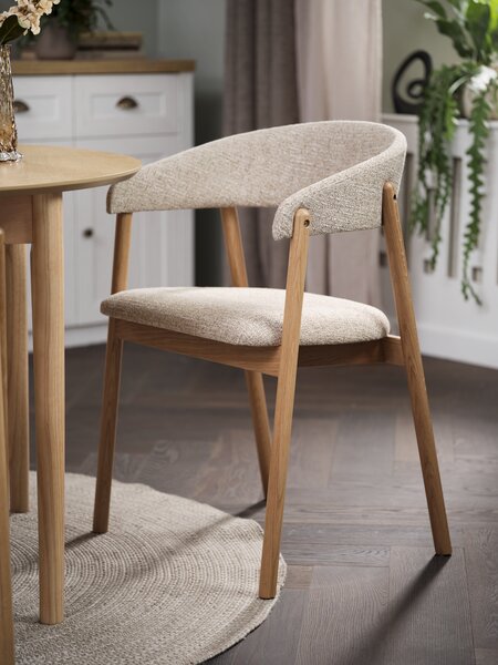 Dining chair VOSTRUP beige fabric/natural oak
