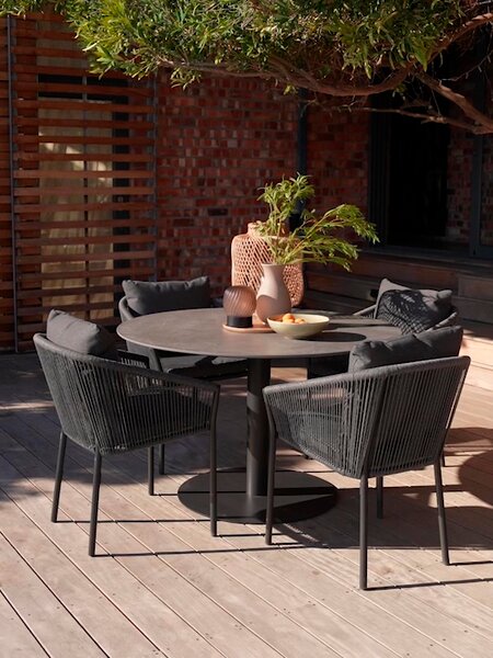 Masă VAMDRUP Ø120 + 4 scaune GILJA gri