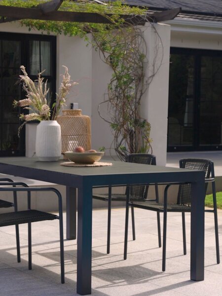 HESTEHAVE D205/275 stół czarny+ 4 KRISTIANSTAD zielony