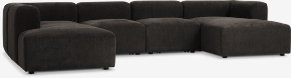 Modulsofa SKEJBY 5-seter sjeselong/åpen mørk brun