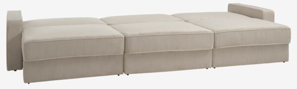 Modular sofa bed SJELLE 3 pers. with armrests beige