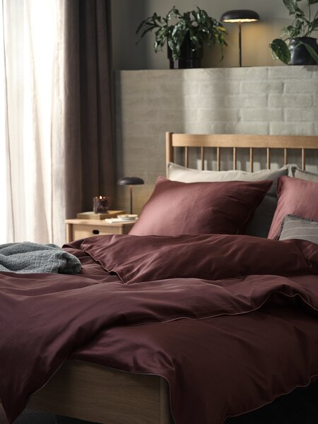 Satin påslakanset SANNA 150x210 aubergine