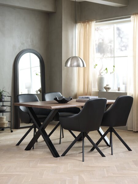ROSLEV L160 bord mörk ek + 4 ROSTRUP stolar svart