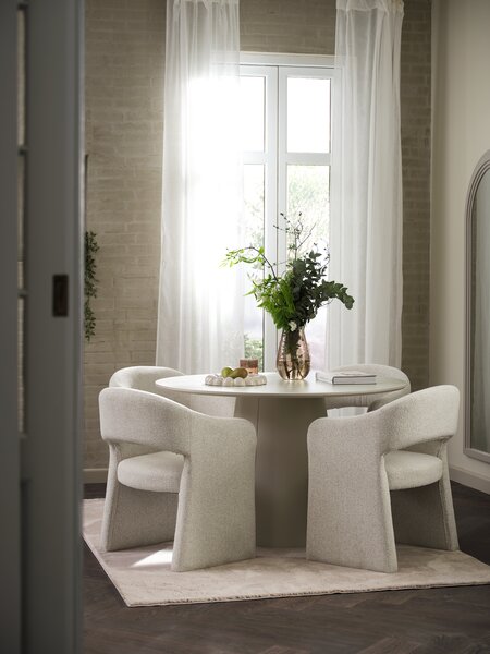 KLIPLEV D120 table travertine + 4 GANTRUP chairs beige