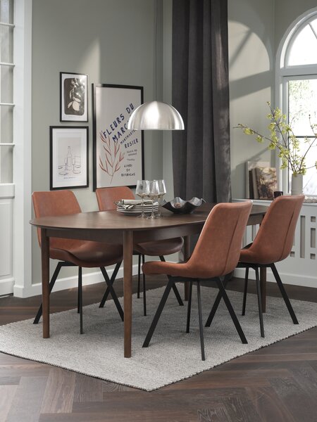 MARSTRAND L200/280 table dark oak + 4 HYGUM chairs cogn