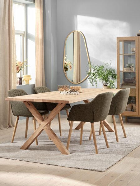 GRIBSKOV L230 table natural oak + 4 ADSLEV chairs olive