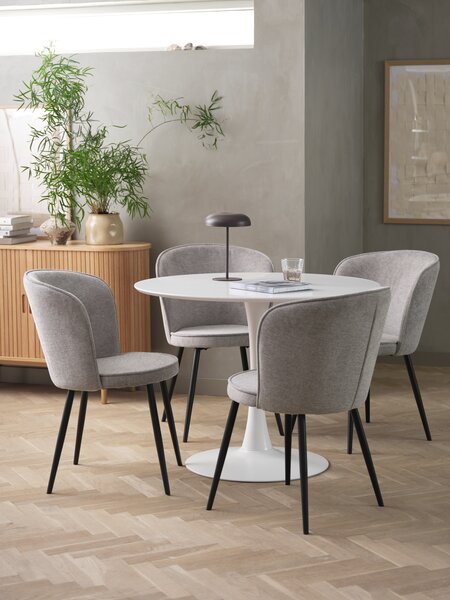 RINGSTED D100 table white + 4 RISSKOV chairs light grey