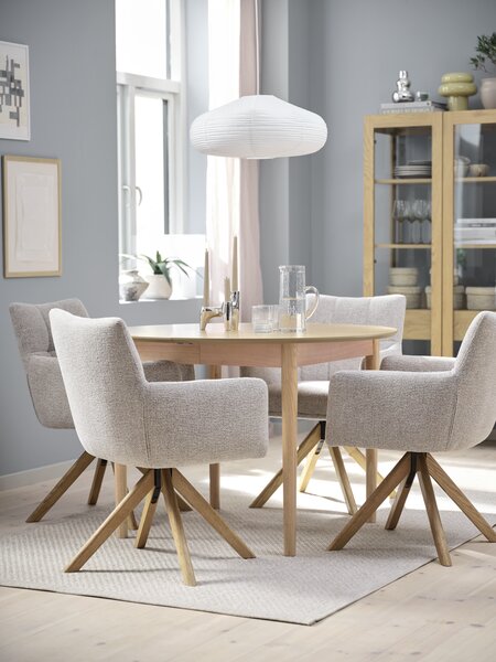 MARSTRAND D110 table natural oak + 4 VEMMETOFTE beige