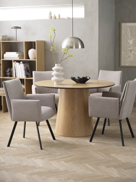 KLIPLEV Ø120 Tisch Eiche natur + 4 GJESING beige/schwarz