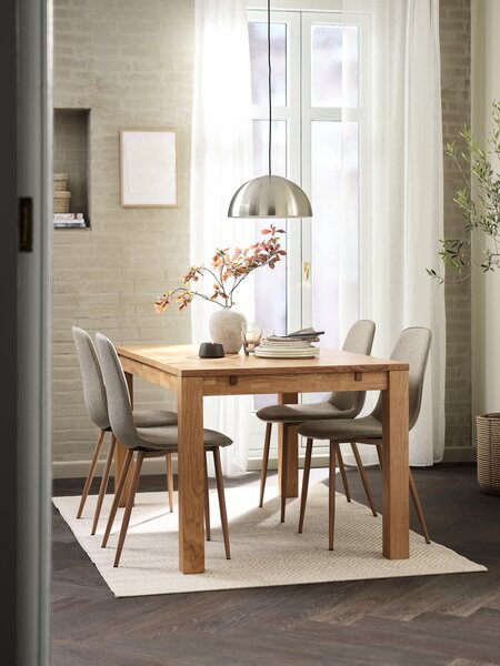 HAGE L150 Tisch natur Eiche + 4 BISTRUP Stühle sand