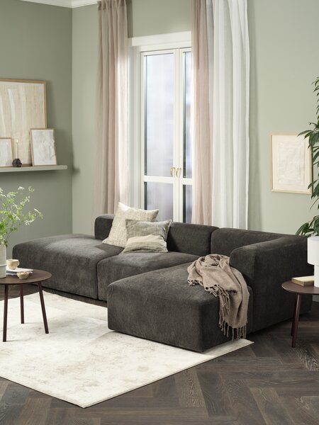 Modular sofa SKEJBY 3 pers. chaise/open dark brown