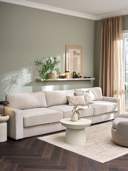 Modular sofa bed SJELLE 3 pers. with armrests beige