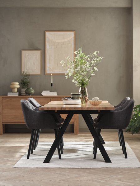 SANDBY L210 Tisch natur Eiche + 4 ADSLEV Stuhl anthrazit