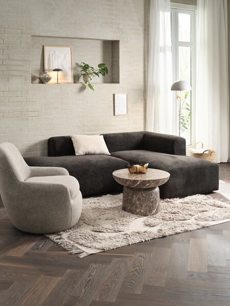 Sofabord LYDUM Ø60 brun marmor-look fibersement