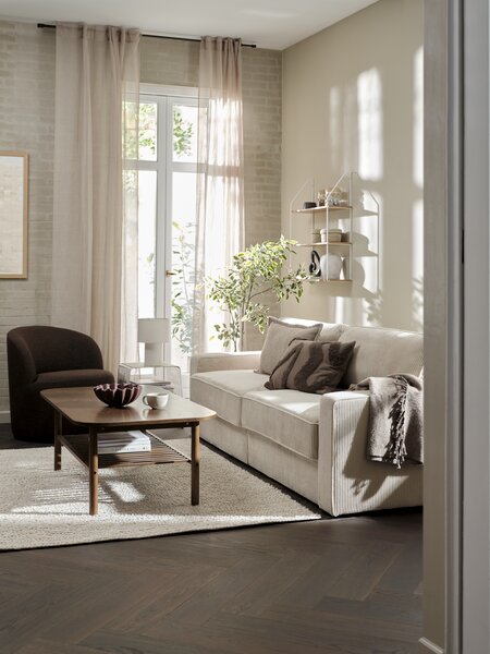 Modular sofa bed SJELLE 3 pers. with armrests beige